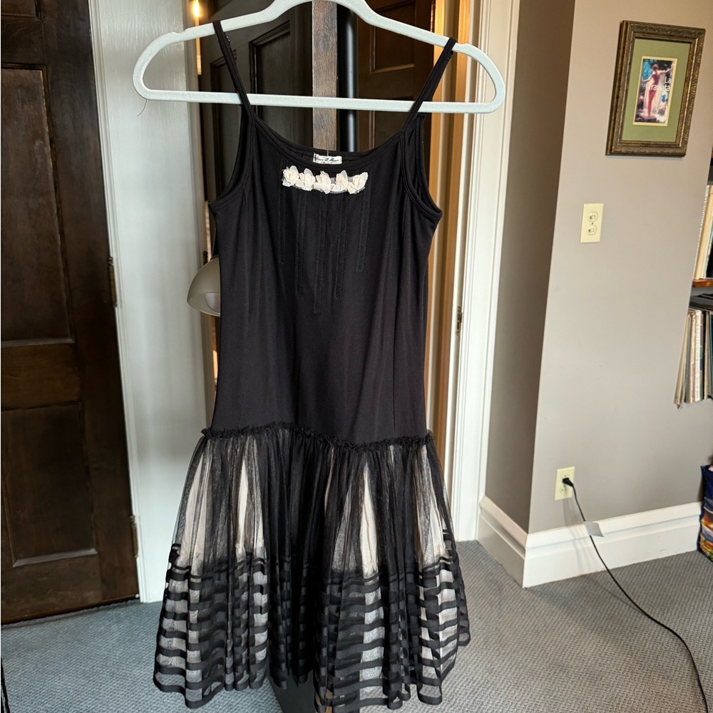 Girl’s Elaine et Lena Sleeveless Dress with Sheer Striped Skirt